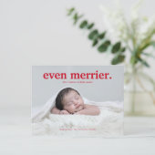 ミニマリスト赤い偶数メリー新生児フォトコラージュ シーズンポストカード (スタンド正面)