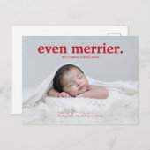 ミニマリスト赤い偶数メリー新生児フォトコラージュ シーズンポストカード (正面/裏面)