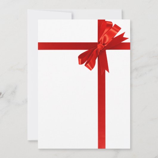 ミニマリスト赤い弓ダーティーサンタギフト交換 招待状 (裏面)