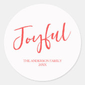 ミニマリスト赤い白の楽しいクリスマス書 ラウンドシール (正面)