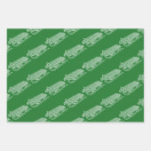 ミニマリスト赤い緑の黒サンタのそりの休日 ラッピングペーパーシート (正面2)