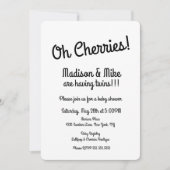 ミニマリスト赤さくらんぼツインズベビーシャワー 招待状 (正面)