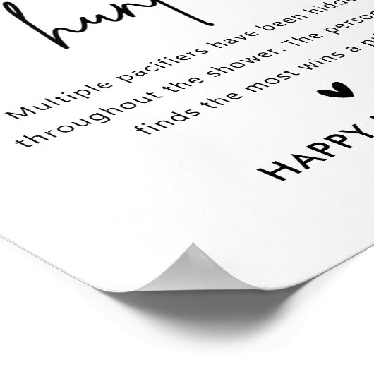 ミニマリスト赤ちゃんシャワーおしゃぶり狩りゲームサイン ポスター (角)