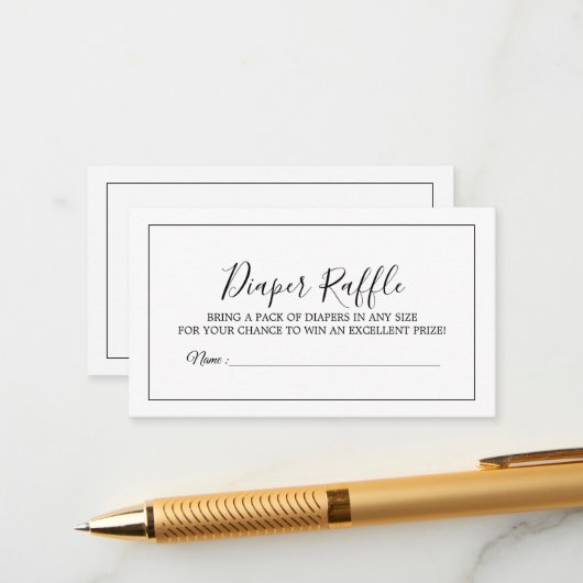 ミニマリスト赤ちゃんシャワーおむつラッフルカード エンクロージャーカード (正面/裏面インサイチュ)