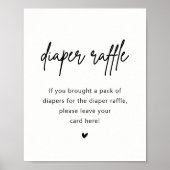 ミニマリスト赤ちゃんシャワーおむつラッフルサイン ポスター (正面)