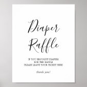 ミニマリスト赤ちゃんシャワーおむつラッフルサイン ポスター (正面)