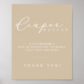 ミニマリスト赤ちゃんシャワーおむつラッフルステーションサイン ポスター (正面)