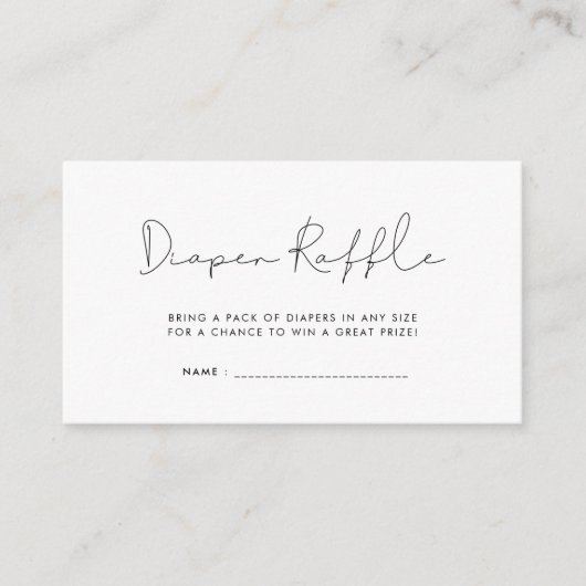 ミニマリスト赤ちゃんシャワーおむつラッフルチケット エンクロージャーカード (正面)