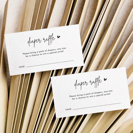 ミニマリスト赤ちゃんシャワーおむつラッフルチケット エンクロージャーカード