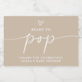 ミニマリスト赤ちゃんシャワーきらめくベージュのワインラベル スパークリングワインラベル (シングルラベル)