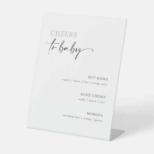 ミニマリスト赤ちゃんシャワーカクテルメニューバー 台座サイン (正面)
