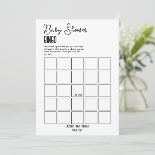 ミニマリスト赤ちゃんシャワービンゴ 招待状 (スタンド正面)