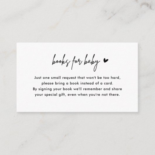 ミニマリスト赤ちゃんシャワーブックリクエスト挿入カード エンクロージャーカード (正面)