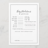 ミニマリスト赤ちゃんシャワーベビーの予測と アドバイスカード (正面)