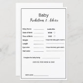 ミニマリスト赤ちゃんシャワーベビー予測とアドバイス (正面/裏面)