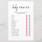 ミニマリスト赤ちゃんシャワーベビー特徴ゲームカード (正面)
