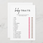 ミニマリスト赤ちゃんシャワーベビー特徴ゲームカード 招待状 (正面/裏面)