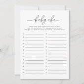 ミニマリスト赤ちゃんシャワーベビーABCゲームカード 招待状 (正面)