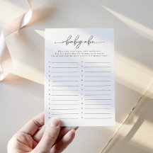 ミニマリスト赤ちゃんシャワーベビーABCゲームカード