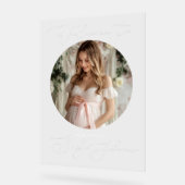 ミニマリスト赤ちゃんシャワー丸い写真へようこそ アクリルサイン (傾斜)