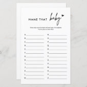 ミニマリスト赤ちゃんシャワー名そのベビーゲーム (正面/裏面)