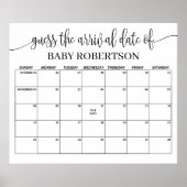 ミニマリスト赤ちゃんシャワー推定期日カレンダー ポスター (正面)