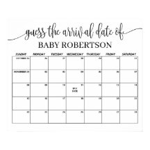 ミニマリスト赤ちゃんシャワー推定期日カレンダー