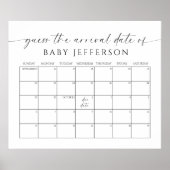 ミニマリスト赤ちゃんシャワー推定期日カレンダー ポスター (正面)