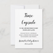 ミニマリスト赤ちゃんシャワー時間カプセルのサイン カード (正面)