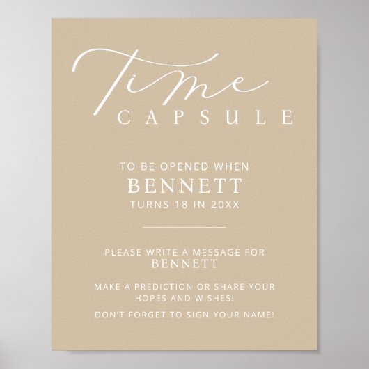 ミニマリスト赤ちゃんシャワー時間カプセルステーションサイン ポスター (正面)