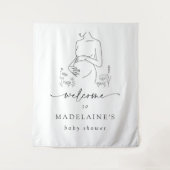 ミニマリスト赤ちゃんシャワー歓迎バナーの背景 タペストリー (正面)