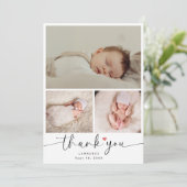 ミニマリスト赤ちゃんシャワー3写真コラージュありがとう サンキューカード (スタンド正面)