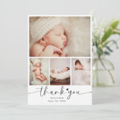 ミニマリスト赤ちゃんシャワー4写真コラージュありがとう サンキューカード (スタンド正面)