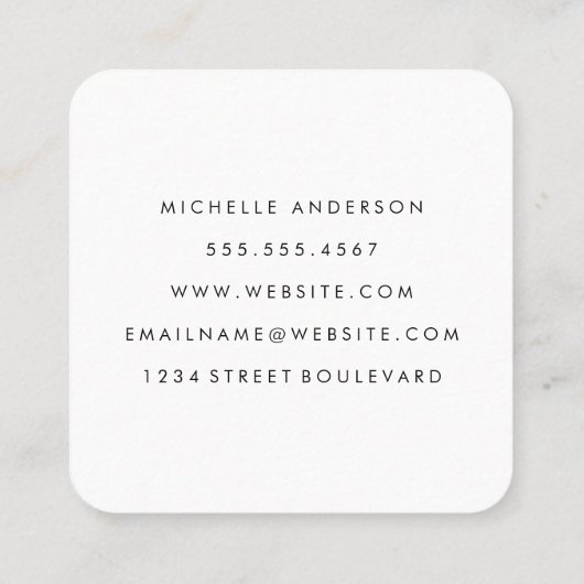 ミニマリスト赤とカッシブ文字ファンシーコーナー スクエア名刺 (裏面)