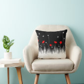 ミニマリスト赤と白のケシの牧草地はっきりした クッション (椅子)