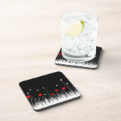 ミニマリスト赤と白のケシの牧草地はっきりした コースター (右側)