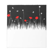 ミニマリスト赤と白のケシの牧草地はっきりした ノートパッド (正面)