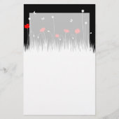 ミニマリスト赤と白のケシの牧草地はっきりした 便箋 (正面)