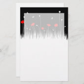 ミニマリスト赤と白のケシの牧草地はっきりした 便箋 (正面/裏面)