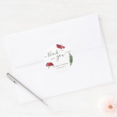 ミニマリスト赤と白グリーン、ベリーとシダ ラウンドシール (封筒)