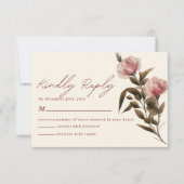 ミニマリスト赤と赤面結婚ピンク 出欠カード (正面)