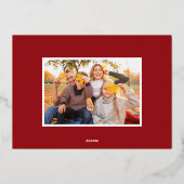 ミニマリスト赤と金ゴールド感謝祭2枚の写真 箔シーズンカード (裏面)