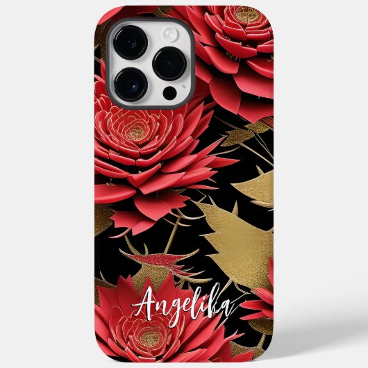 ミニマリスト赤と金ゴールド抽象芸術パターンカスタム Case-Mate iPhoneケース (裏面)