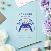 ミニマリスト赤と青ゲーマーボーイズ誕生日パーティー アクリル招待状 (インサイチュ (ウェディング))