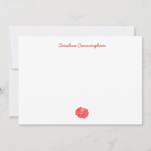 ミニマリスト赤キクのフラットノートカード ノートカード (正面)