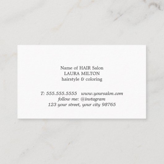 ミニマリスト赤フェイク金ゴールドストライプ美容師 名刺 (裏面)