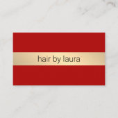 ミニマリスト赤フェイク金ゴールドストライプ美容師 名刺 (正面)