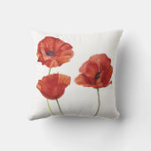 ミニマリスト赤ポピー花植物水色 クッション (裏面)