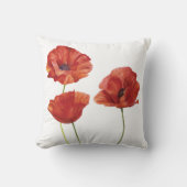 ミニマリスト赤ポピー花植物水色 クッション (正面)