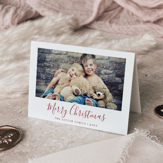 ミニマリスト赤メリークリスマスランドスケープ写真 シーズンカード